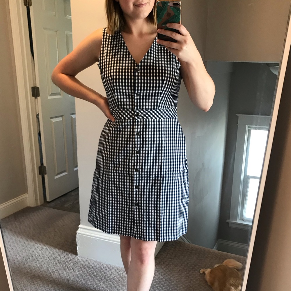 J. Crew gingham button up dress
